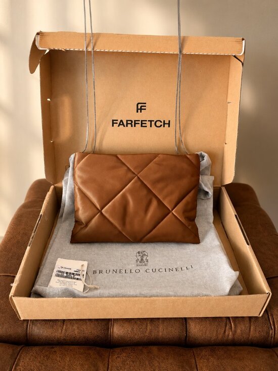 Brunello Cucinelli Handbags - BRUNELLO CUCINELLI MONILI CHAIN SHOULDER BAG | COGNAC LEATHER